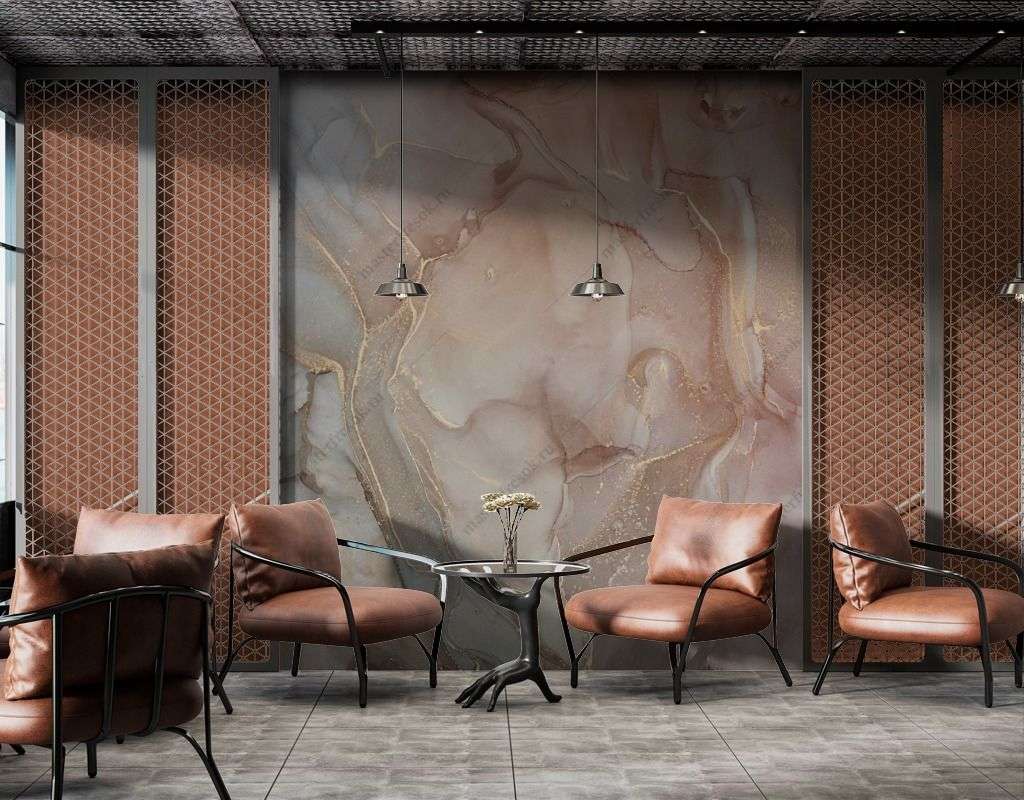 Фотообои в интерьере срез мрамора с золотом  9-1569 фото