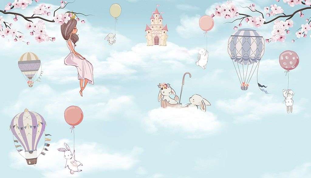 Фотообои в интерьере детские. принцесса в облаках   12-1610 фото