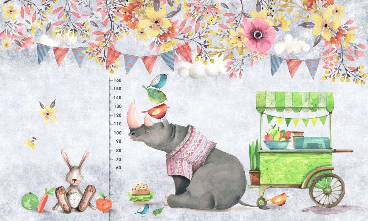 Фотообои в интерьере слоник и зайка  19-0082 фото