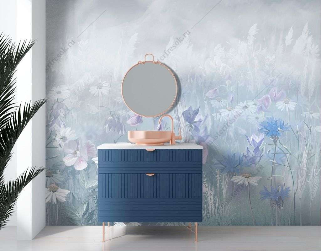 Фотообои в интерьере цветочная поляна  13-382 фото