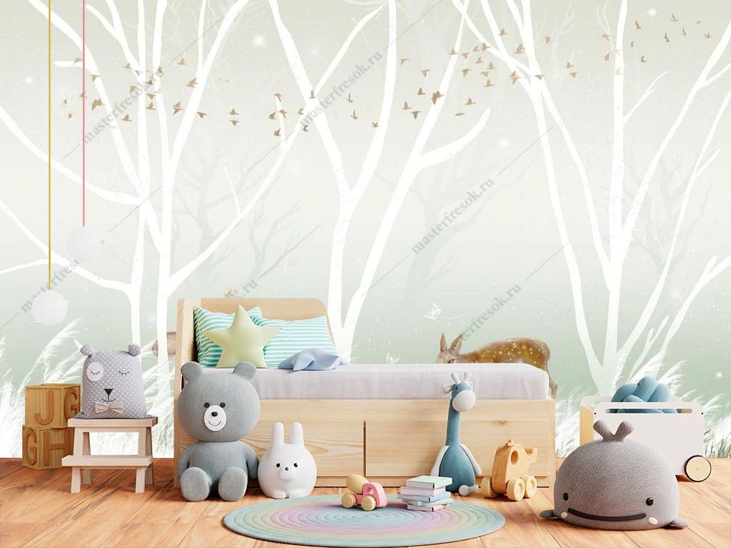 Фотообои Милые оленята в лесу  14-357