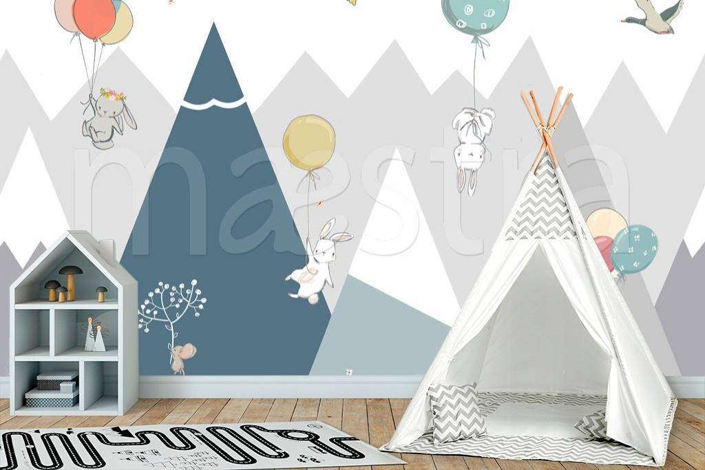 Фотообои в интерьере горы с животными  12-449 фото