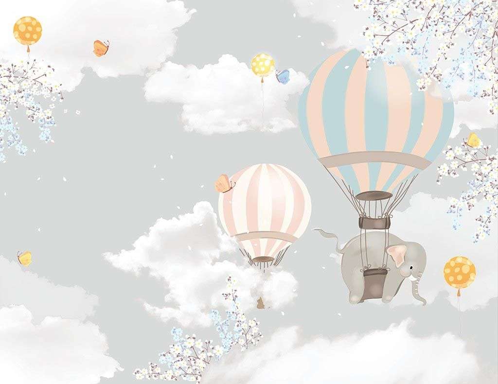 Фотообои в интерьере слоник на воздушном шаре  12-1450 фото