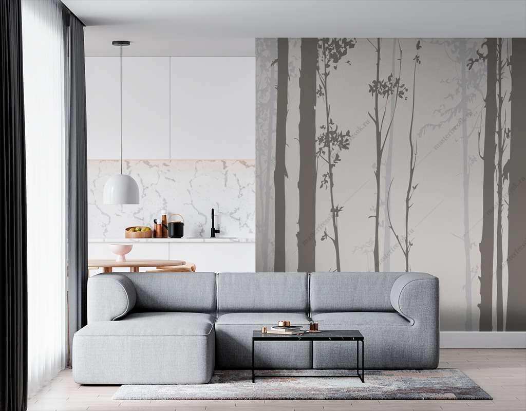 Фотообои Бесшовные обои на стену:  Серый лес. Артикул: 14-535  