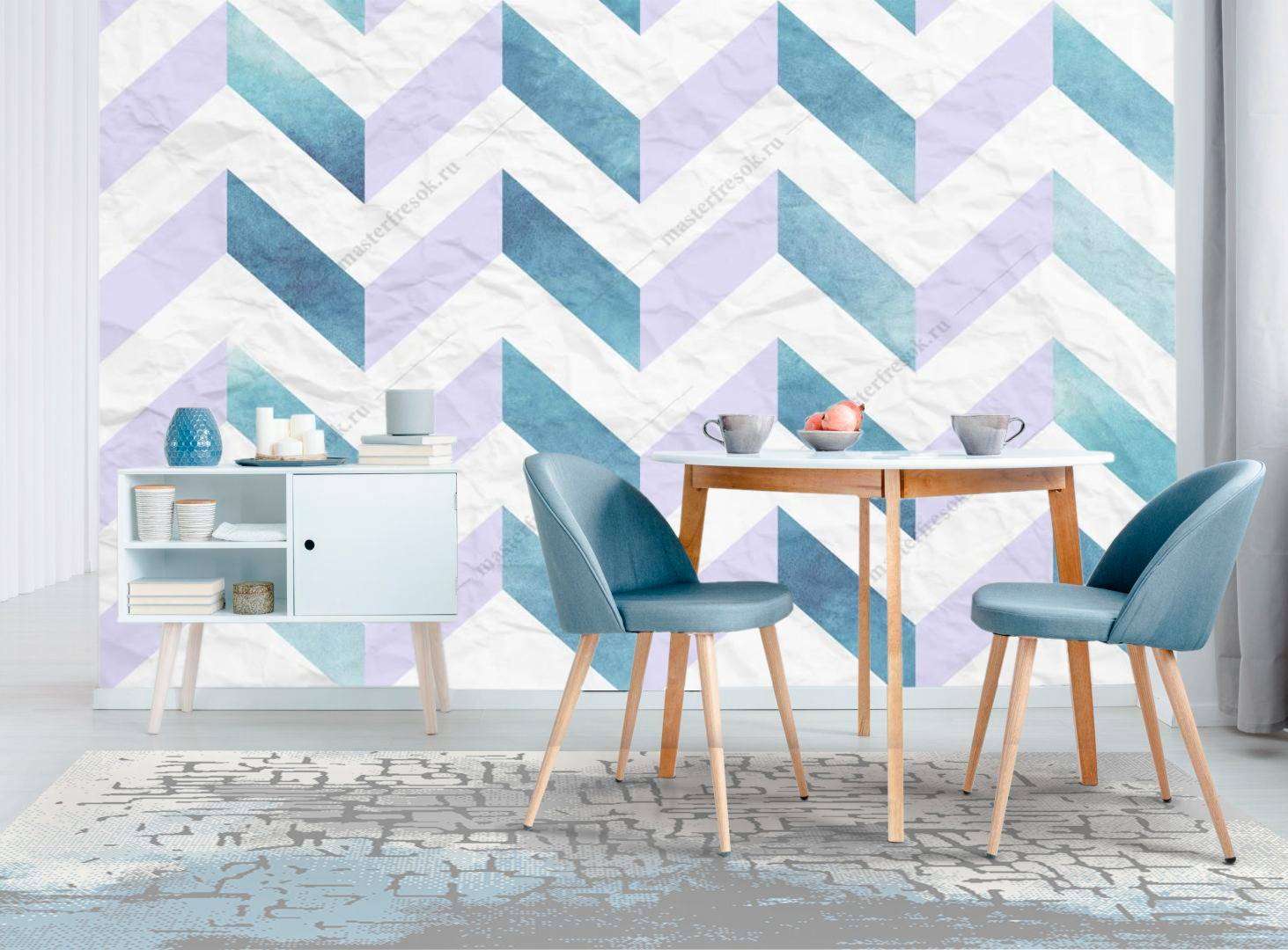 Фотообои в интерьере бирюзовая геометрия  14-143 фото