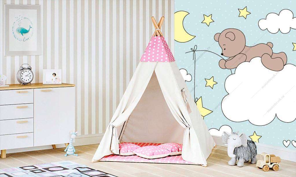 Фотообои в интерьере мишка и звезда  12-614 фото