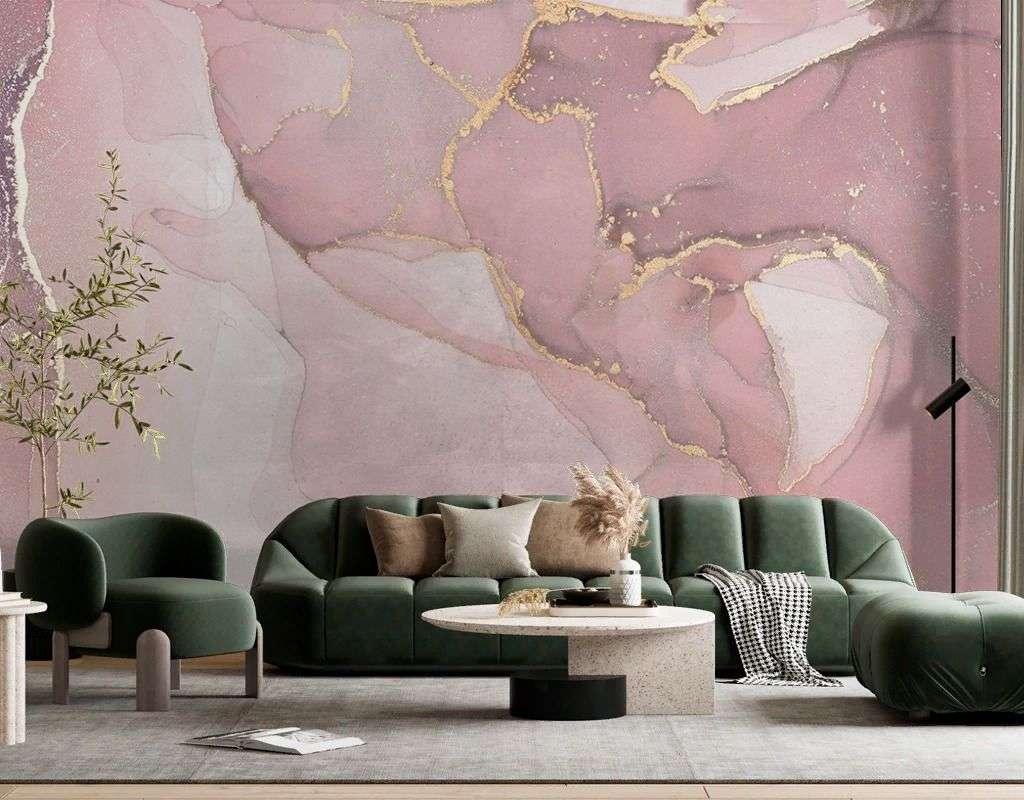 Фотообои в интерьере флюид арт пудровый  9-2030 фото