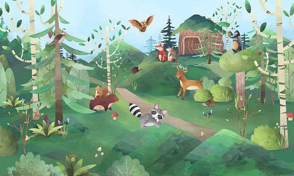 Фотообои в интерьере детские. лесная полянка   12-1612 фото