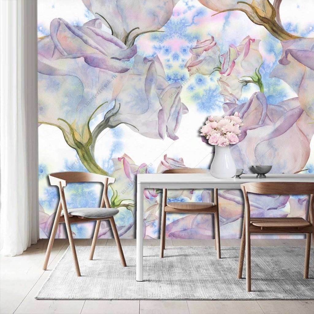 Фотообои в интерьере розовая акварель  9-1175 фото