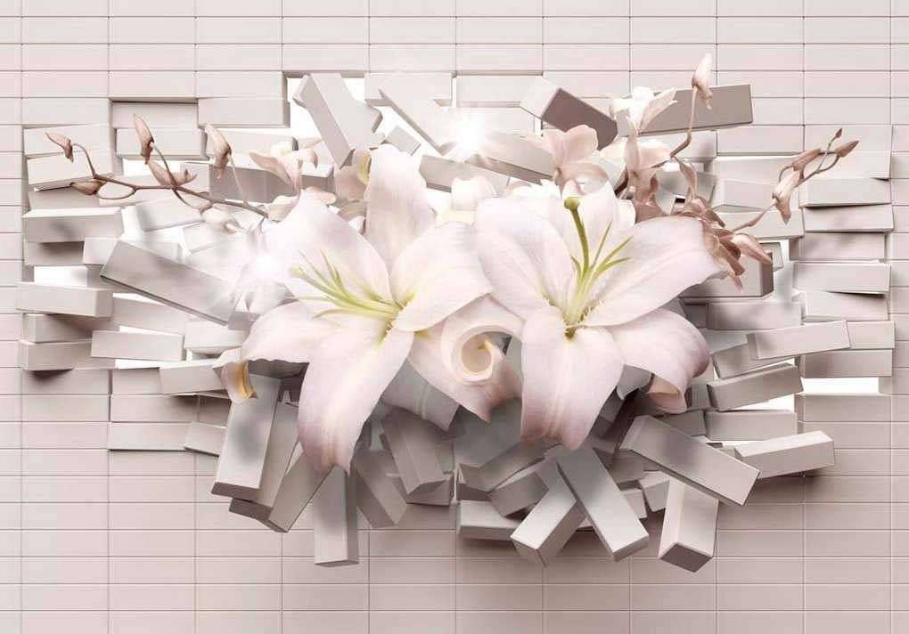 Фотообои в интерьере нежная лилия 3д  17-7175 фото