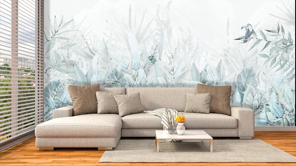 Фотообои в спальню Цветы голубые  9-2008