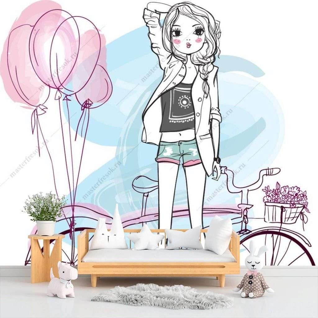 Фотообои в интерьере лето девушки  12-1248 фото