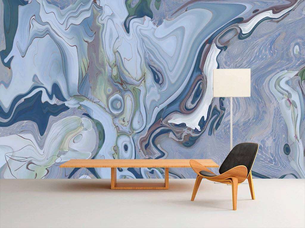 Фотообои в интерьере ярко синий флюид  13-311 фото