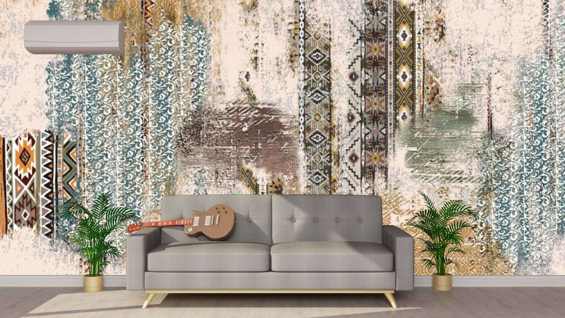 Фотообои в интерьере абстракция с яркими акцентами  9-2051 фото