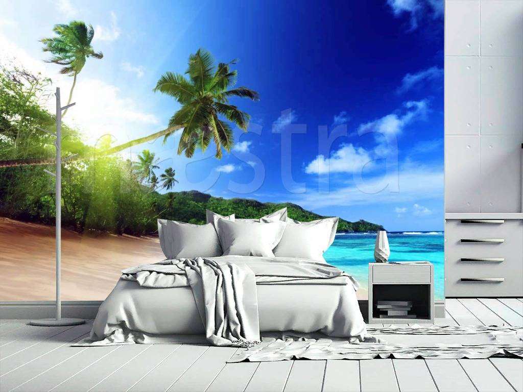 Фотообои в интерьере пальмы на пляже  4-347 фото
