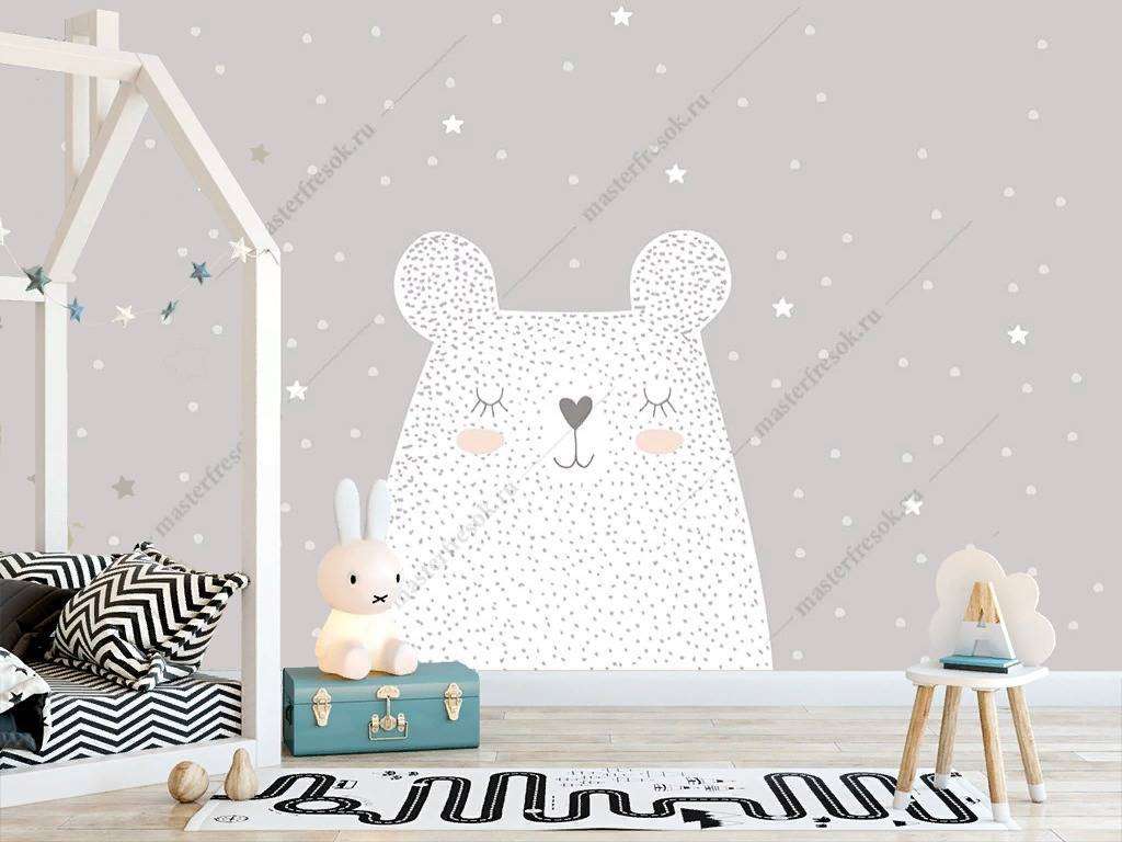 Фотообои в интерьере мишка белый  12-885 фото