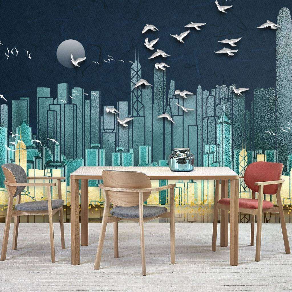 Фотообои в интерьере город темный графика  10-688 фото