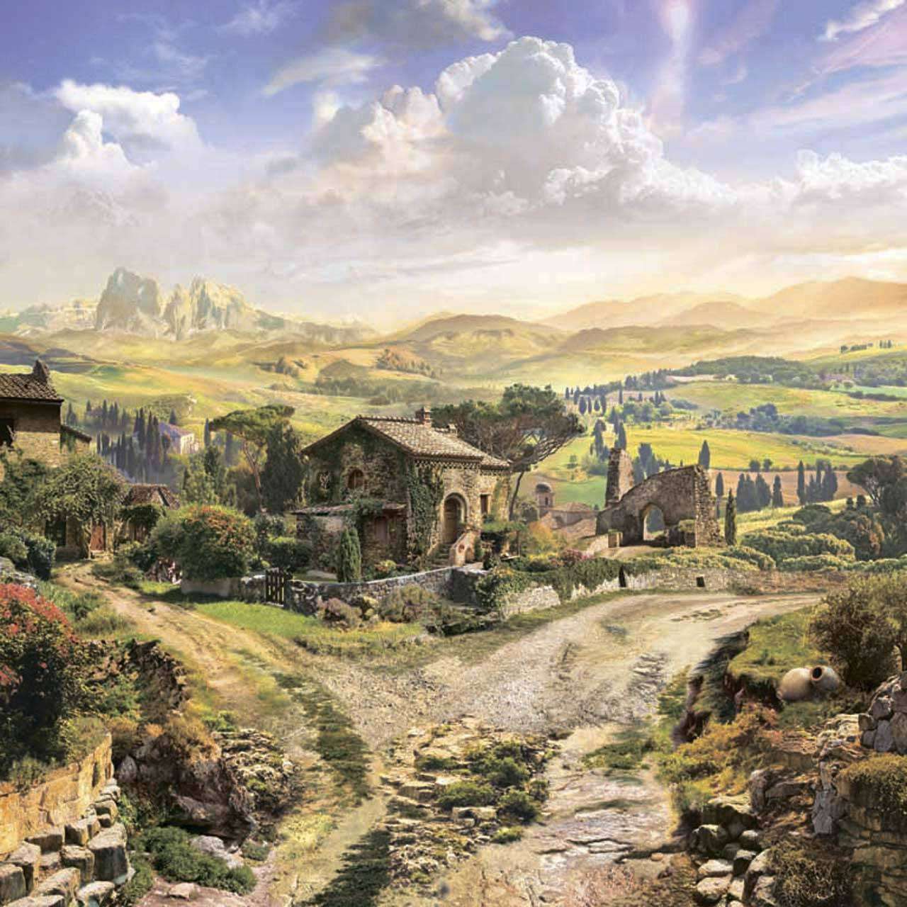 Фотообои в интерьере деревенский пейзаж  11-051 фото