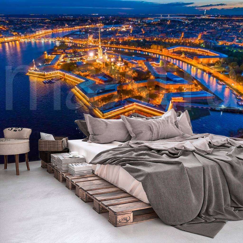 Фотообои в интерьере панорама санкт петербурга  9-681 фото