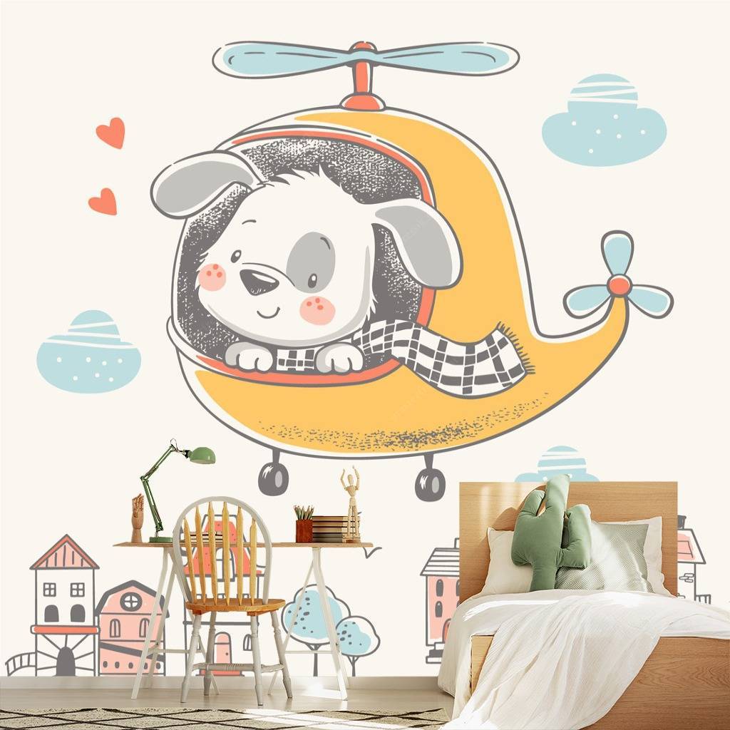 Фотообои Собака на вертолете  12-617