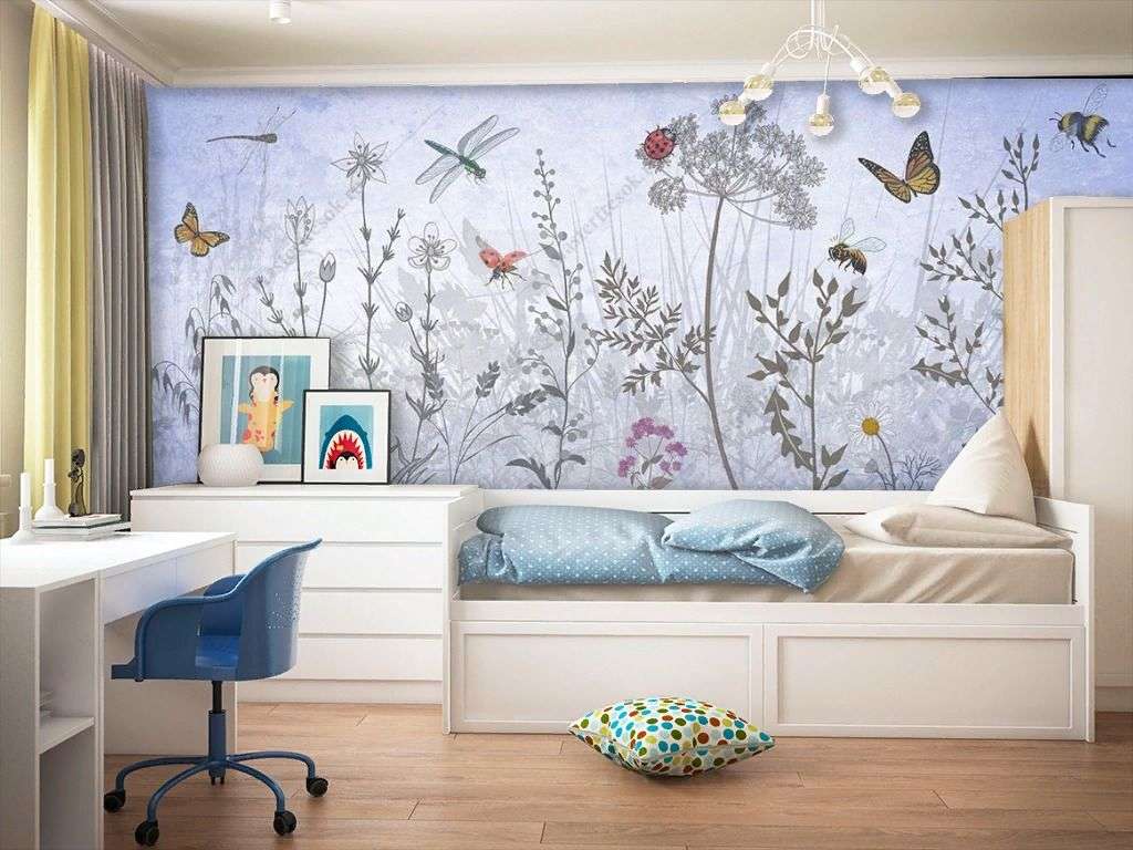 Фотообои в интерьере луговые цветы  9-1823 фото