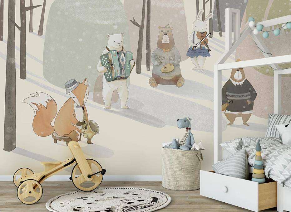 Фотообои Бесшовные обои на стену:  Лес с животными. Артикул: 15-304  