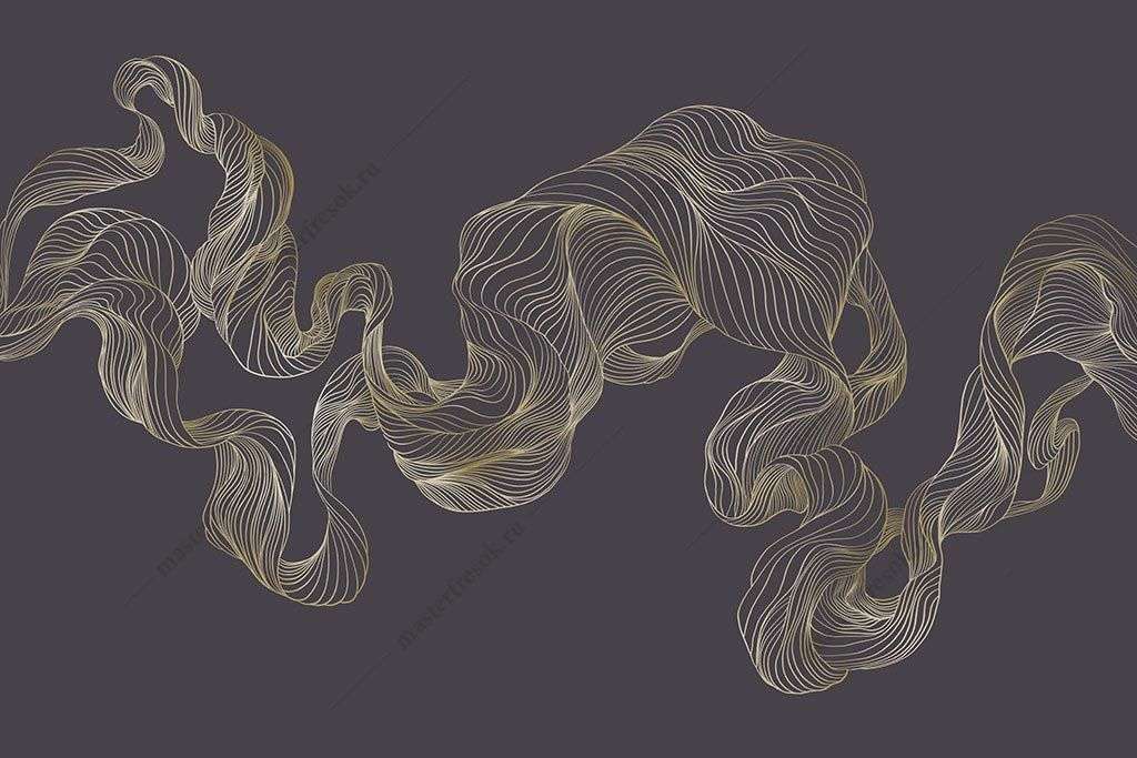 Фотообои в интерьере золотые линии на темном    9-1903 фото