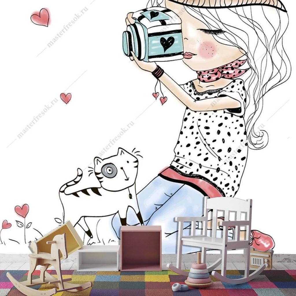 Фотообои Девочка с фотоаппаратом  12-1128