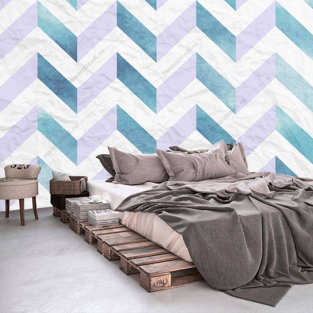 Фотообои в интерьере бирюзовая геометрия  14-143 фото