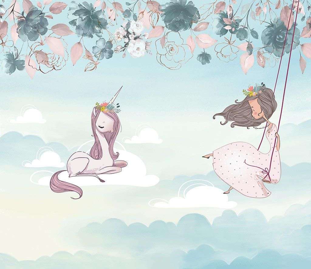 Фотообои в интерьере сказочный единорог  14-439 фото