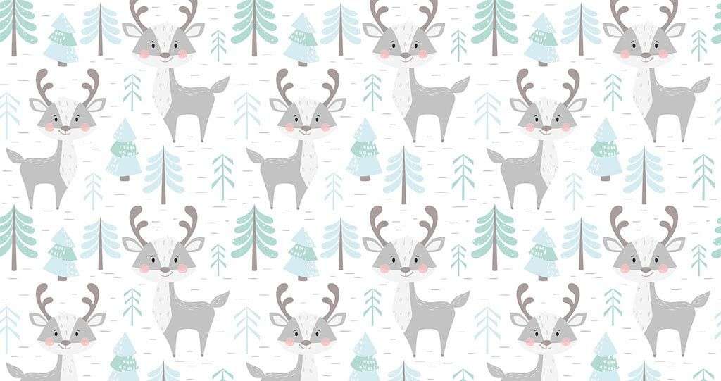 Фотообои в интерьере олени среди елочек  12-681 фото