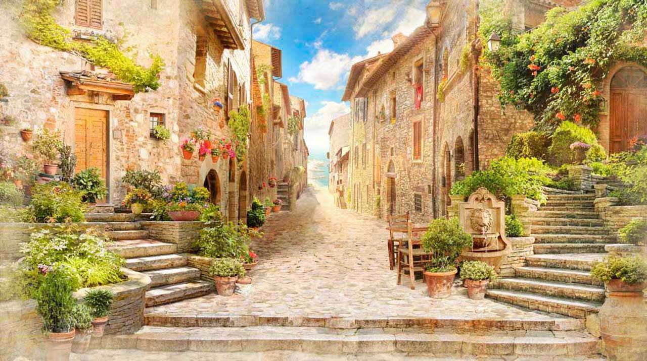 Фотообои в интерьере улочка в тихом городе  11-124 фото