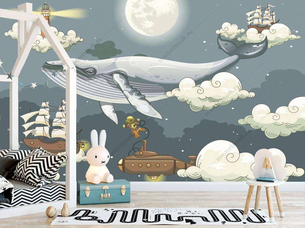 Фотообои в интерьере сказочные облака  12-954 фото