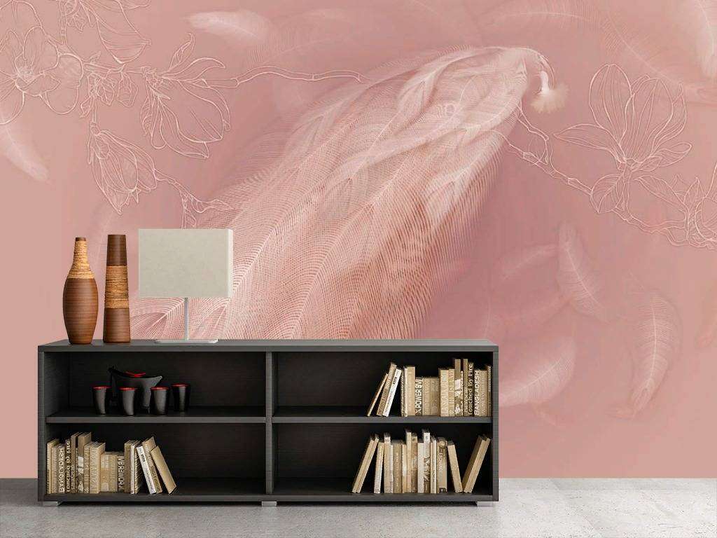 Фотообои в интерьере перья жар-птицы  13-264 фото