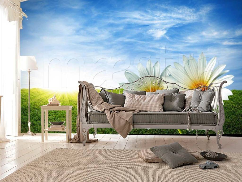 Фотообои Белые ромашки в поле  3-187