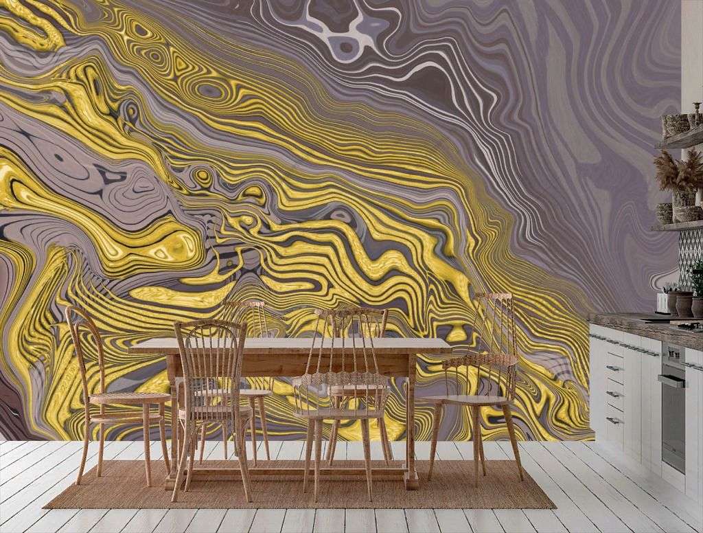 Фотообои в интерьере золотой рельеф  13-327 фото