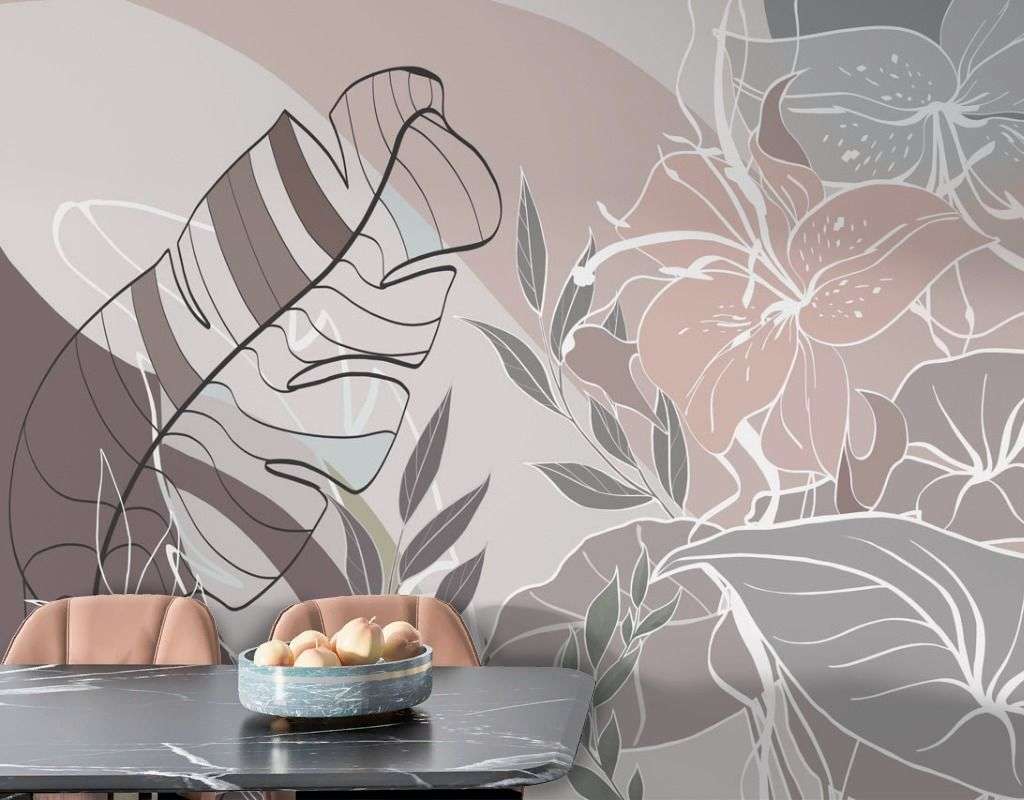 Фотообои в интерьере цветы абстракция  13-718 фото