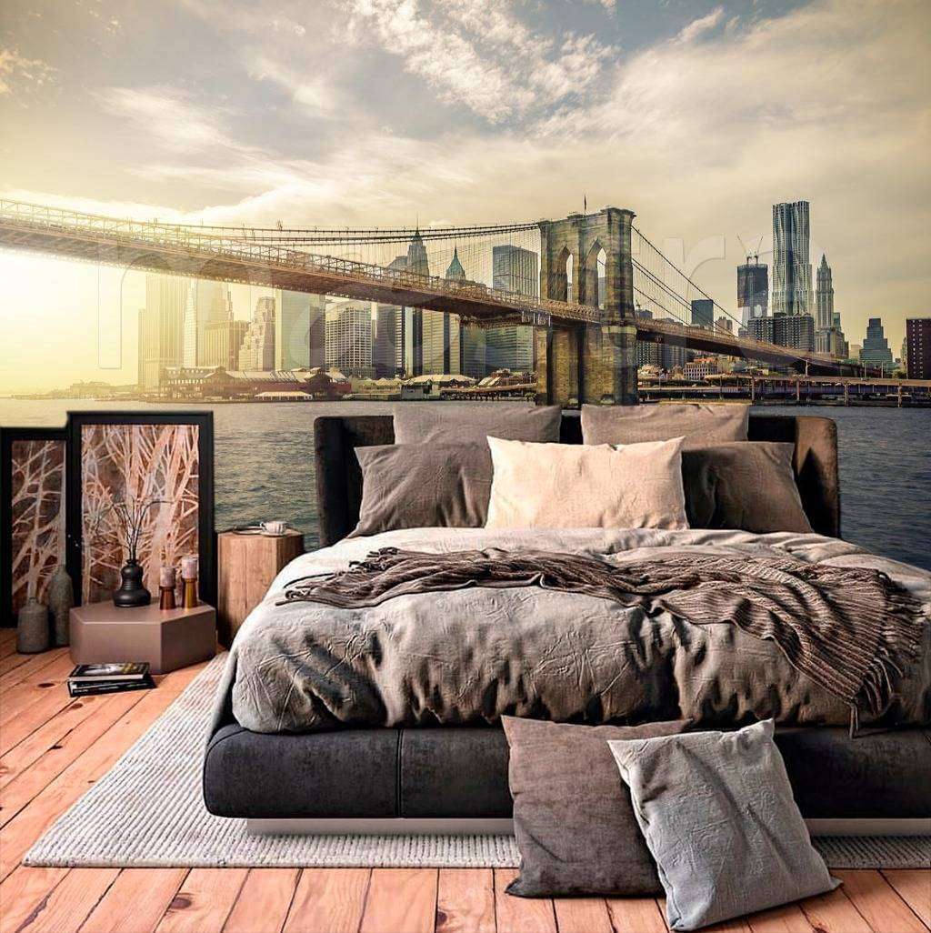 Фотообои в интерьере туманное утро в нью йорке  9-841 фото