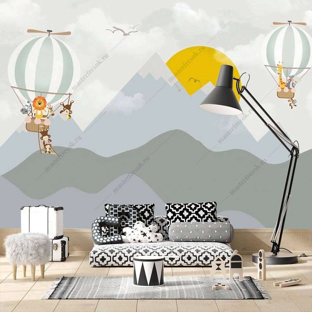 Фотообои в интерьере серые горы  14-190 фото