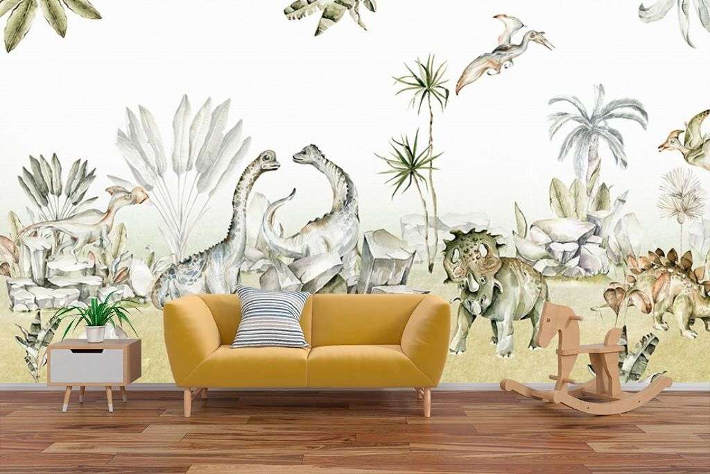 Фотообои в интерьере динозаврики для малышей  14-797 фото