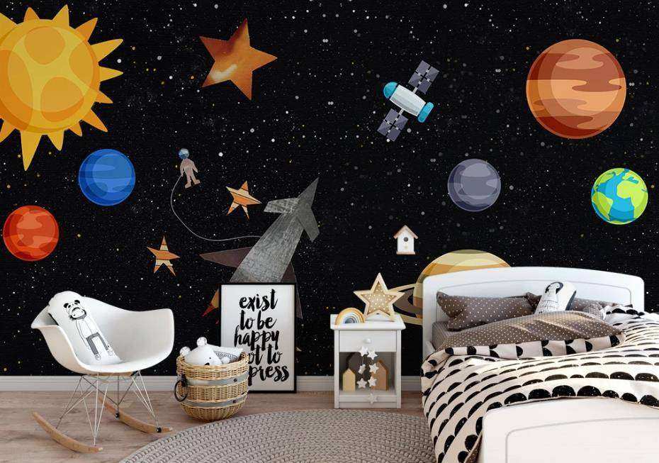 Фотообои в интерьере вселенная космос для детей  15-325 фото