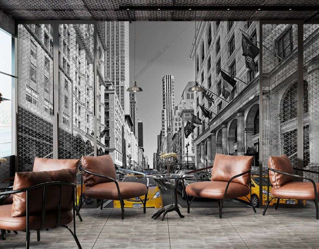 Фотообои в интерьере желтое такси в нью-йорке  9-1767 фото