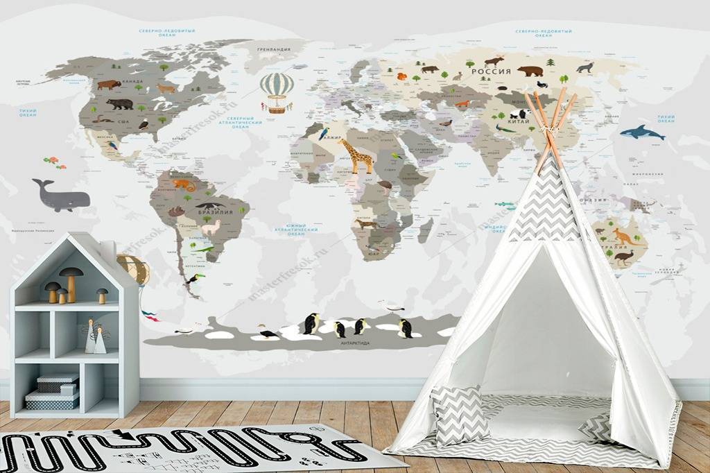 Фотообои Карта мира в детскую мальчика  12-997
