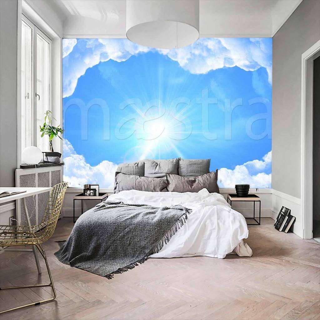 Фотообои в интерьере пространство голубого неба  9-335 фото