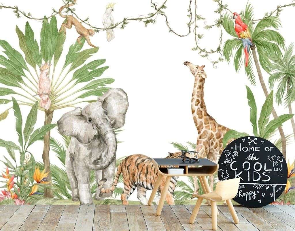 Фотообои в интерьере тропические животные для детей  12-1659 фото