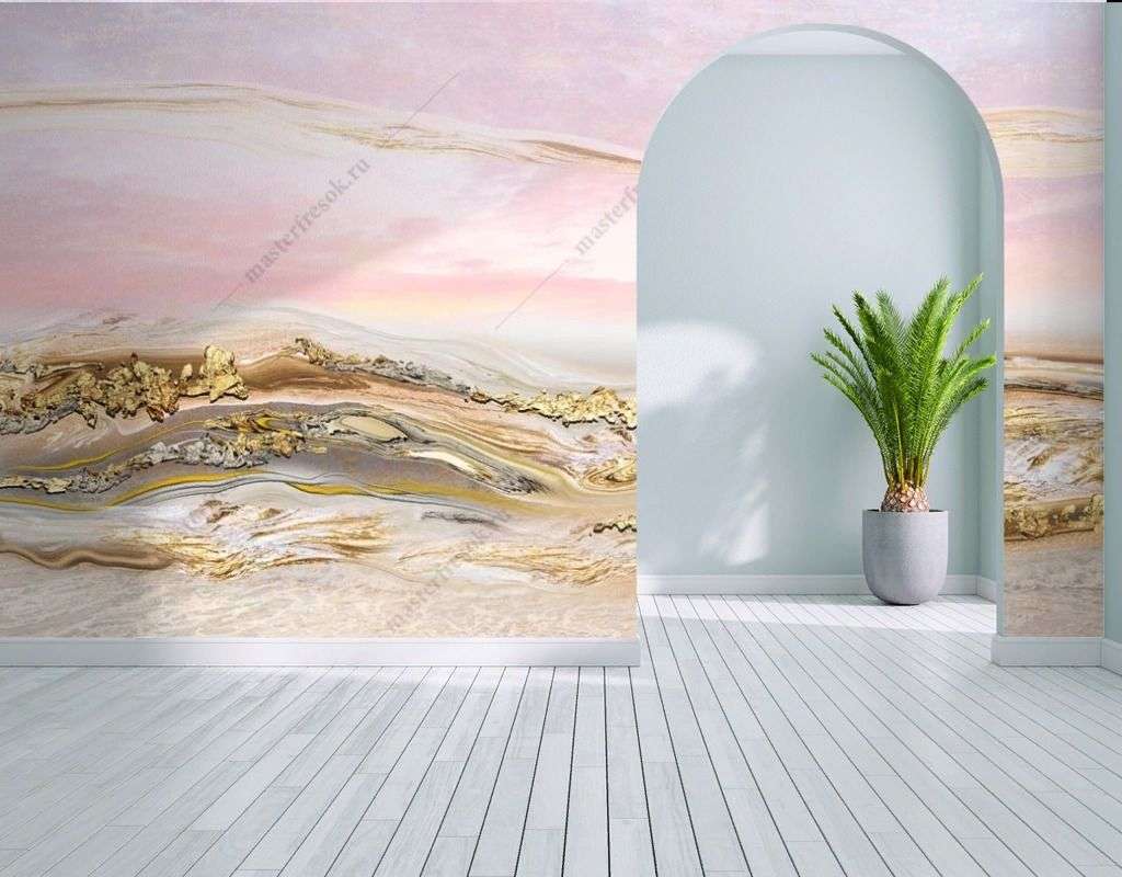 Фотообои в интерьере розовое золото  13-582 фото