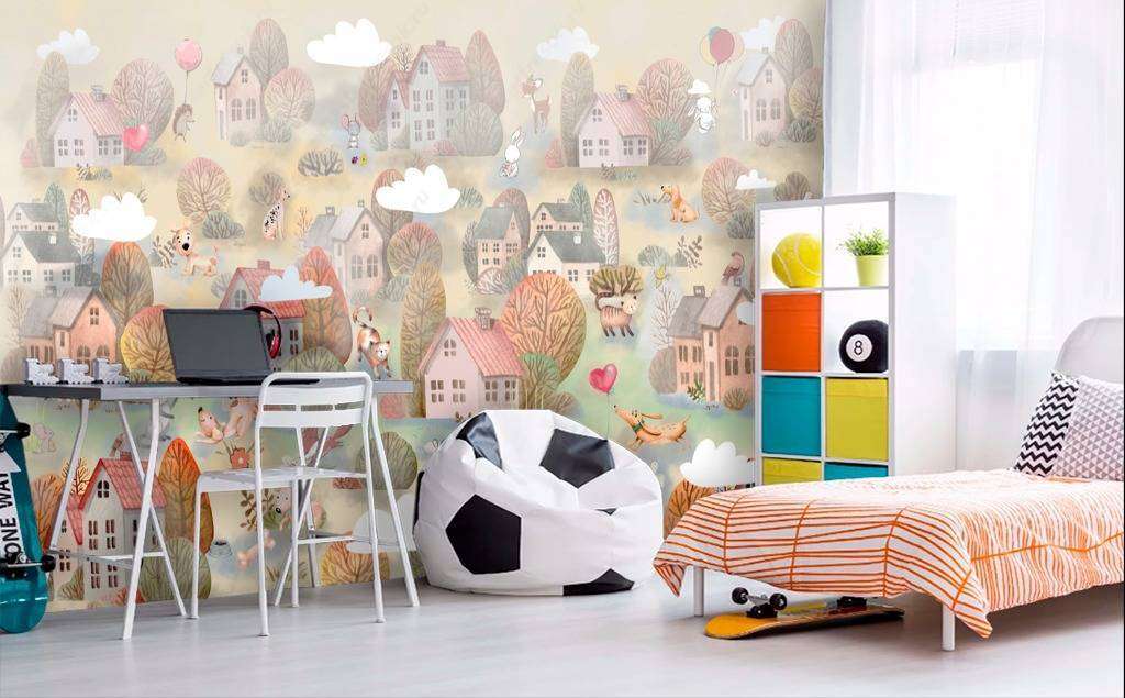 Фотообои в интерьере домики в детскую  13-211 фото