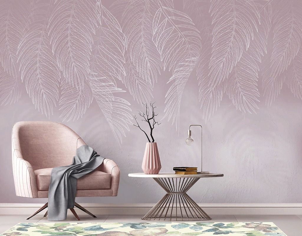 Фотообои 3д листики на розовом фоне   14-755