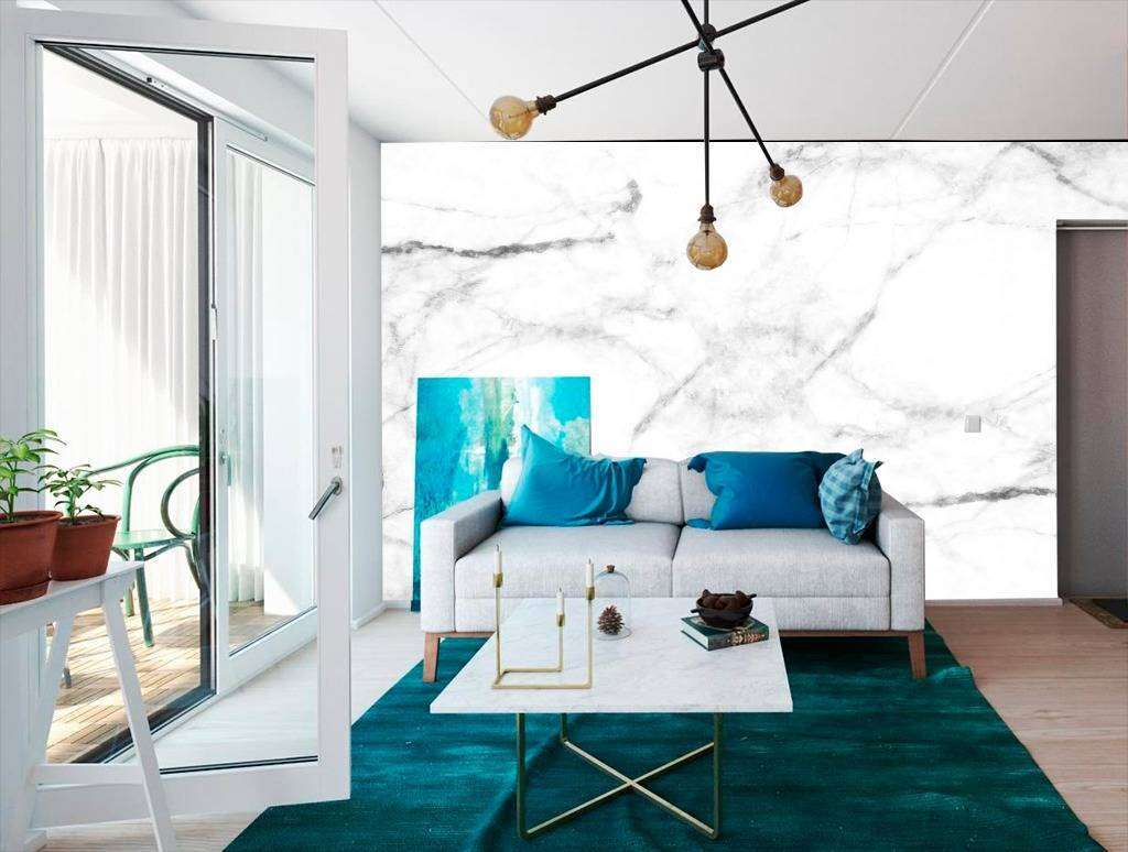 Фотообои в интерьере флюид арт - мрамор белый  9-941 фото