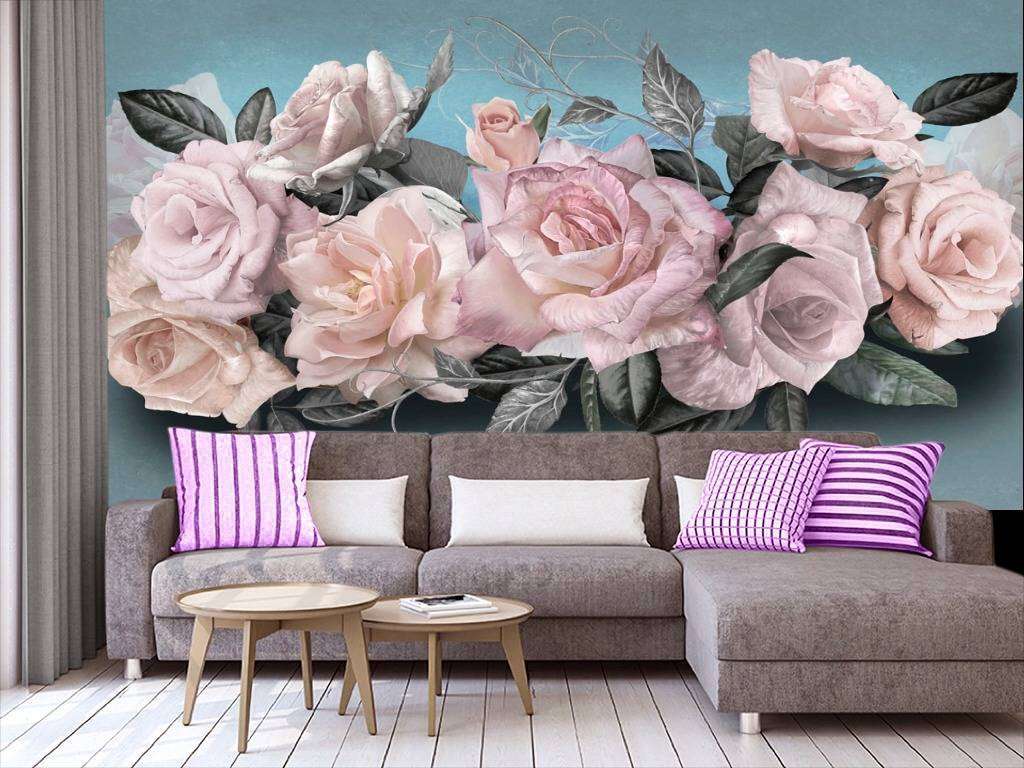 Фотообои в интерьере розы на ветке  13-083 фото